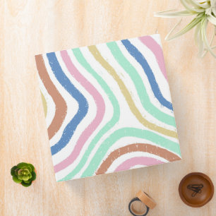 Rainbow Pastel Colors Wavy Brushstrokes Binder