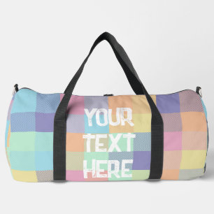 Rainbow Pastel Colour Buffalo Check Plaid 90s Larg Duffle Bag