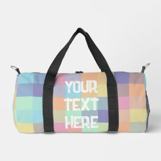 Rainbow Pastel Colour Buffalo Check Plaid 90s Smal Duffle Bag