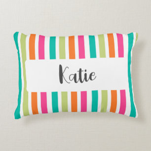Rainbow pastel colours retro vertical stripes accent pillow