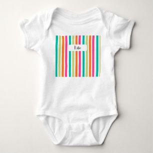 Rainbow pastel colours retro vertical stripes baby bodysuit