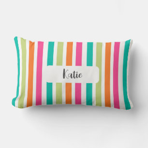 Rainbow pastel colours retro vertical stripes lumbar pillow