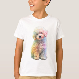 Rainbow Pastel Curly Poodle Kids T-Shirt