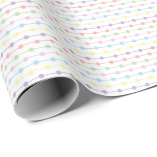 Rainbow Pastel Dot Stripes for Gender Neutral  Wrapping Paper