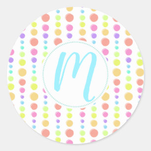 Rainbow Pastel Dots Pattern Classic Round Sticker