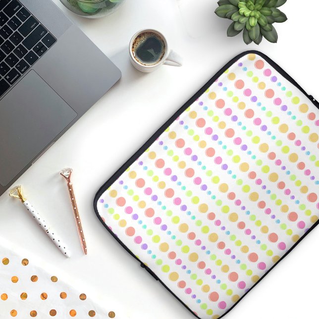 Rainbow Pastel Dots Pattern Laptop Sleeve (Cute Rainbow Dots Pattern Laptop Sleeve)