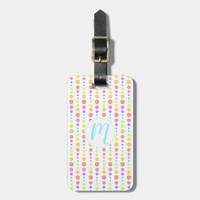 Rainbow Pastel Dots Pattern Luggage Tag (Front Vertical)