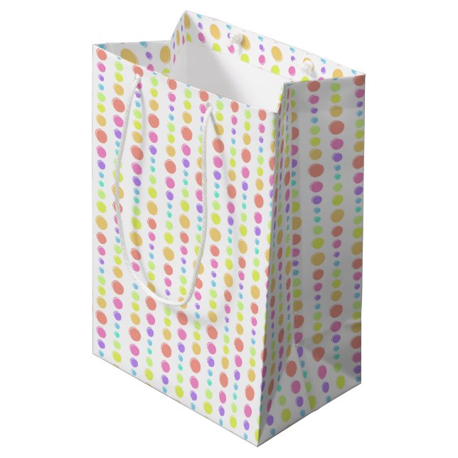 Rainbow Pastel Dots Pattern Medium Gift Bag (Front Angled)