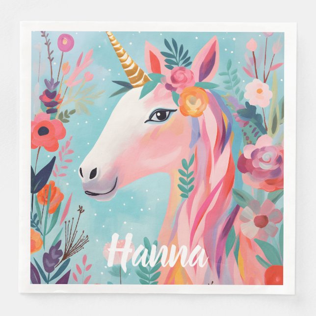 Rainbow Pastel Dream Unicorn  Napkin (Front)