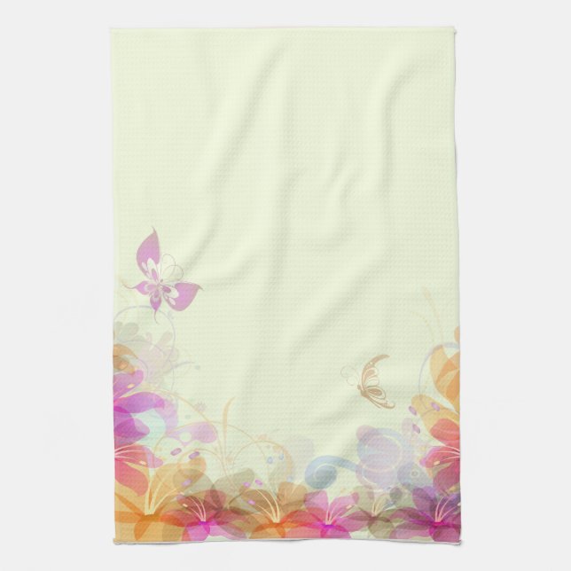 Rainbow Pastel Florals Kitchen Towel (Vertical)