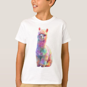 Rainbow Pastel Fluffy Alpaca Kids T-Shirt