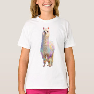 Rainbow Pastel Fluffy Alpaca Kids T-Shirt