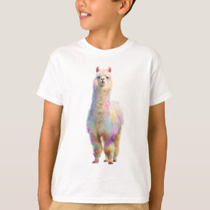 Rainbow Pastel Fluffy Alpaca Kids T-Shirt