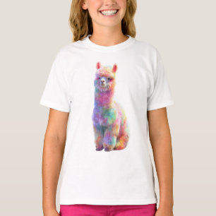 Rainbow Pastel Fluffy Alpaca Kids T-Shirt