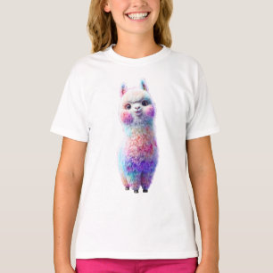 Rainbow Pastel Fluffy Llama Kids T-Shirt