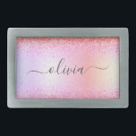 Rainbow Pastel Girly Glitter Metal Monogram Name Belt Buckle<br><div class="desc">Rainbow Pastel Faux Foil Metallic Sparkle Glitter Brushed Metal Monogram Name Belt Buckle. This makes the perfect graduation, sweet 16 16th, 18th, 21st, 30th, 40th, 50th, 60th, 70th, 80th, 90th, 100th birthday, wedding, bridal shower, anniversary, baby shower or bachelorette party gift for someone that loves glam luxury and chic styles....</div>