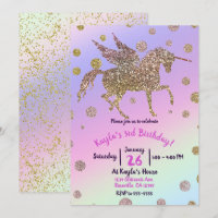 Rainbow Pastel Gold Dots Unicorn Birthday Party