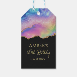 Rainbow Pastel Gold Glitter Abstract Watercolor  Gift Tags