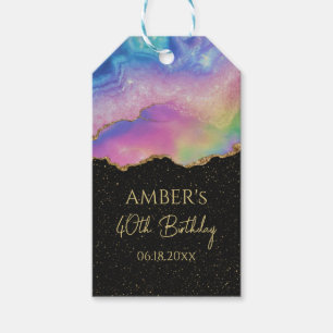Rainbow Pastel Gold Glitter Abstract Watercolor  Gift Tags