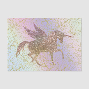 Rainbow Pastel Gold Glitter Unicorn Birthday Party Tissue Paper