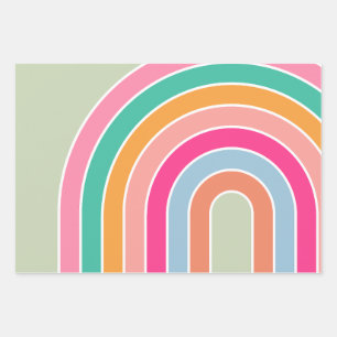 Rainbow Pastel Green Wrapping Paper Sheet