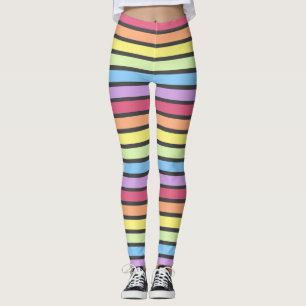 Rainbow Pastel Grey Stripes Leggings
