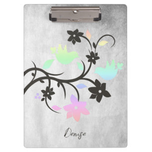 Rainbow Pastel Lovebirds Personalized Clipboard