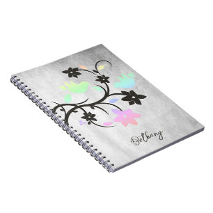 Rainbow Pastel Lovebirds Personalized Notebook