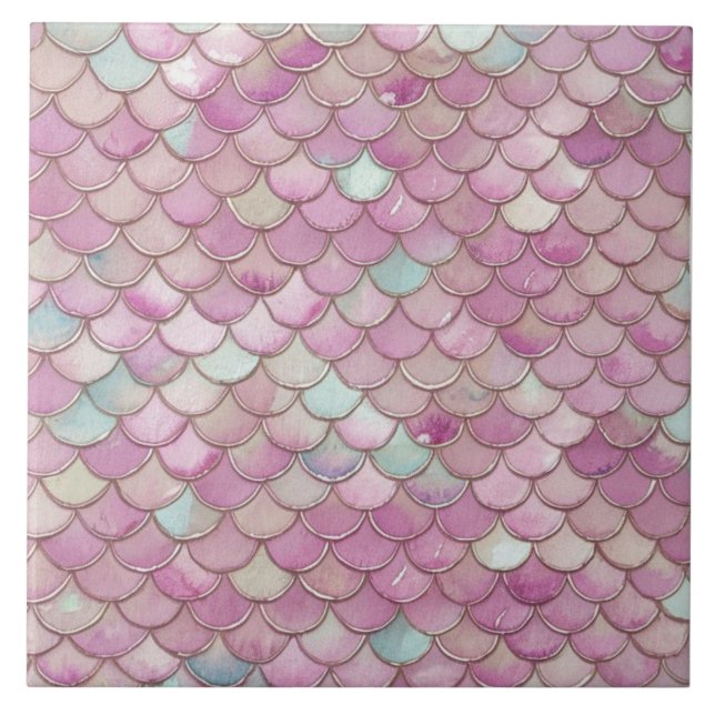 Rainbow pastel mermaid Ceramic Tile (Front)