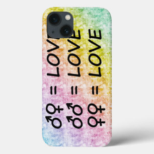 Rainbow Pastel Scribbles with All Love Signs iPhone 13 Case