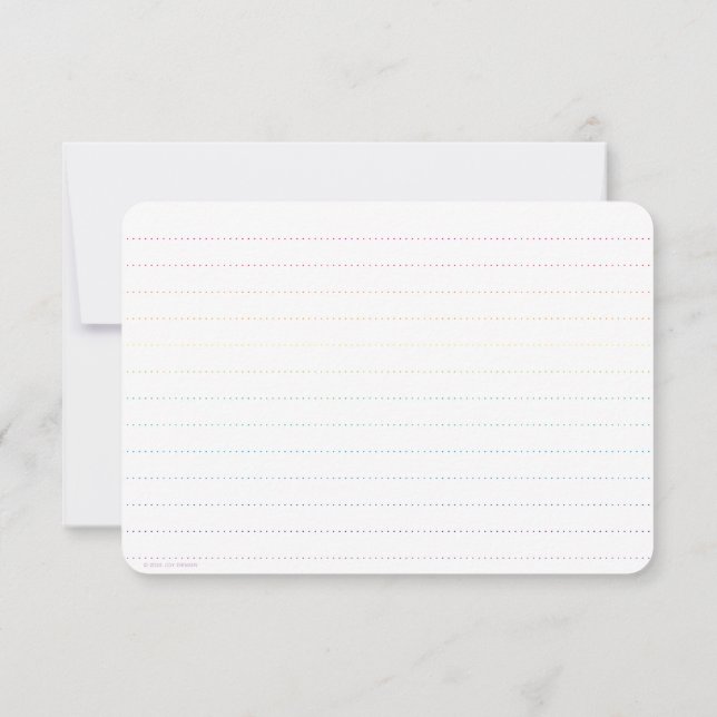 Rainbow Pastel Stripe Flat Card with Dot Rule (Back)