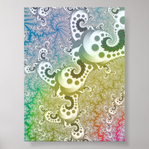 Rainbow Pastel Swirl Fractal Infinite Geometry Pat Poster