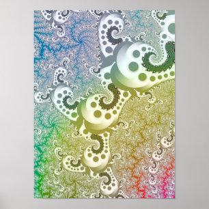 Rainbow Pastel Swirl Fractal Infinite Geometry Pat Poster