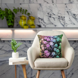 Rainbow Pastel Tulips Throw Pillow