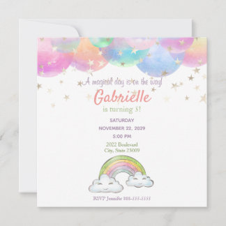 Rainbow Pastel Unicorn Invitation Anniversaire de