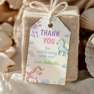Rainbow Pastel Unicorn Party Thank You Favour Tag