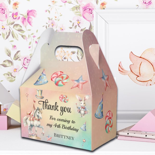 Rainbow Pastel w Animals 4th Birthday Favor Box (Creator Uploaded)