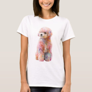Rainbow Pastel Watercolor Poodle Art Women T-Shirt