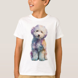 Rainbow Pastel Watercolor Poodle Puppy Kids T-Shirt