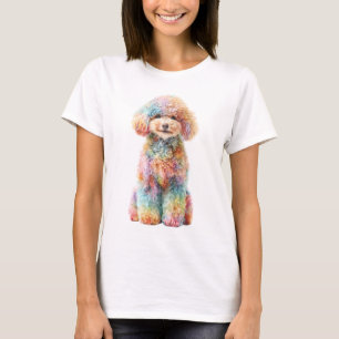 Rainbow Pastel Watercolor Poodle Women T-Shirt