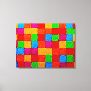 Rainbow Patchwork Quilt Color Grid Abstract Canvas Print
