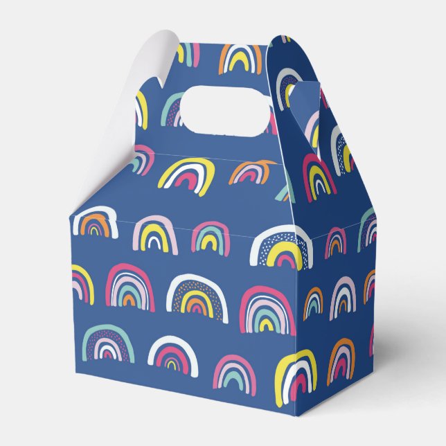 Rainbow pattern blue favor box (Front Side)