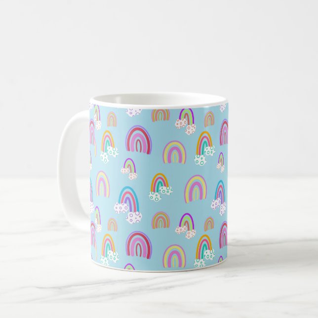 Rainbow pattern coffee mug (Front Left)