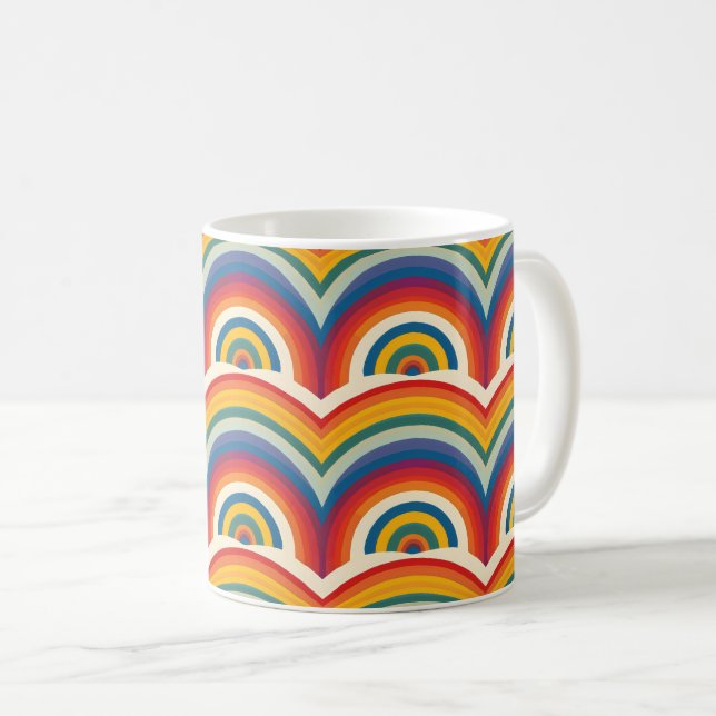 Rainbow Pattern Colourful Abstract Coffee Mug (Front Right)