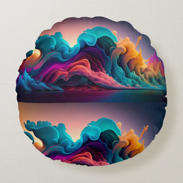 Rainbow Pattern Round Pillow (Front)