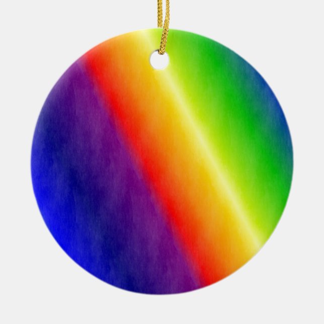 Rainbow Patterns Ceramic Ornament (Front)