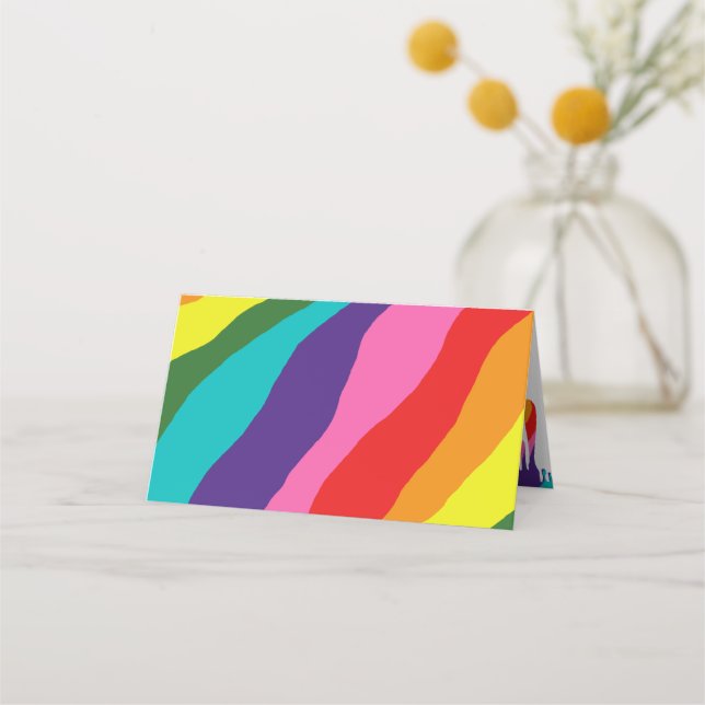 Rainbow Patterns Place Card (Front)