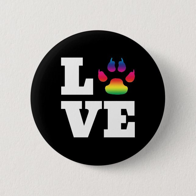 Rainbow paw 2 inch round button (Front)