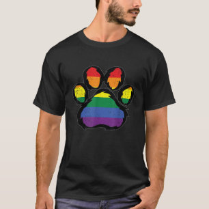 Rainbow Paw Gay Pride LGBT Q Ally Dog Footprint Me T-Shirt