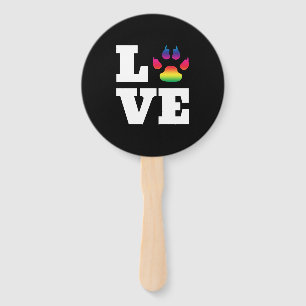 Rainbow paw hand fan